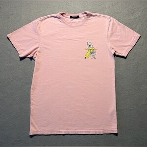 Bananas Monkey Graphic T Shirt Womens Small Pink Streetwear Tee Cotton